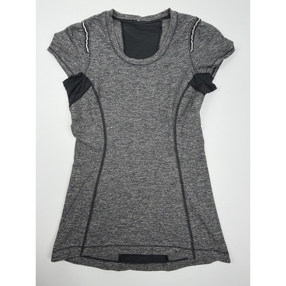 Lululemon Star Runner Short Sleeve Top Gray Black Size 4 Athletic
